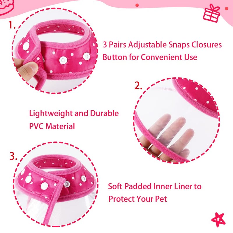 Vivifying Pet Cone for Cats and Small Dogs, 3 Size of Adjustable 5.7-8in Lightweight Recovery Elizabethan Collar for Cats, Puppies and Mini Dogs (Pink) - Image 2